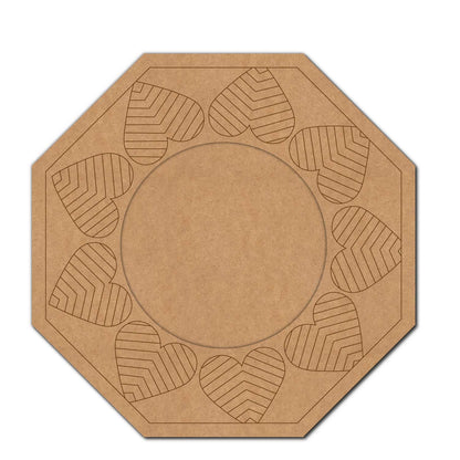 Hearts Hexagon Diya Tealight Holder Pre Marked MDF Design 1