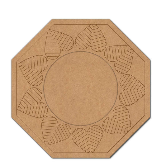 Hearts Hexagon Diya Tealight Holder Pre Marked MDF Design 1