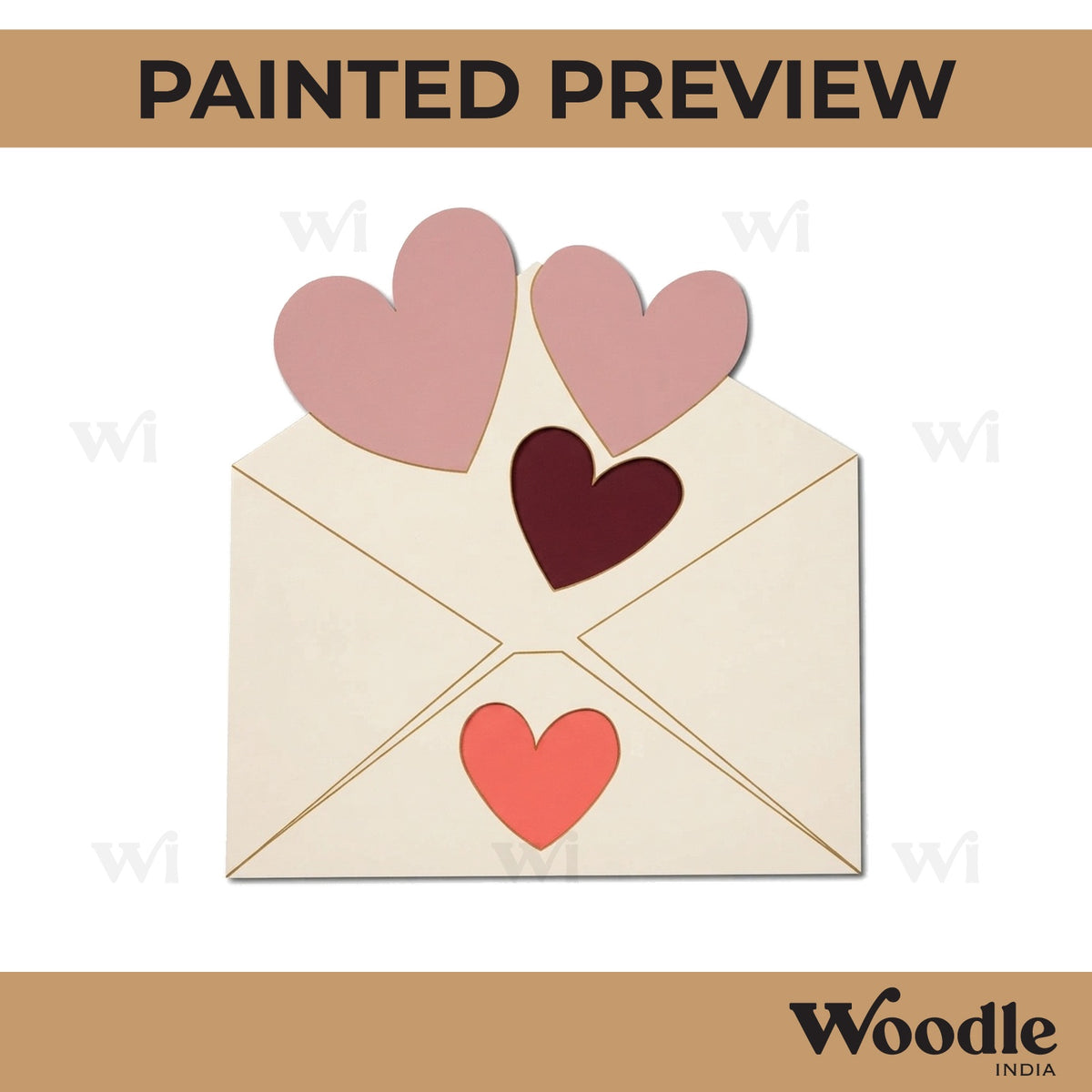 Hearts Mail Letter Pre Marked MDF Design 1