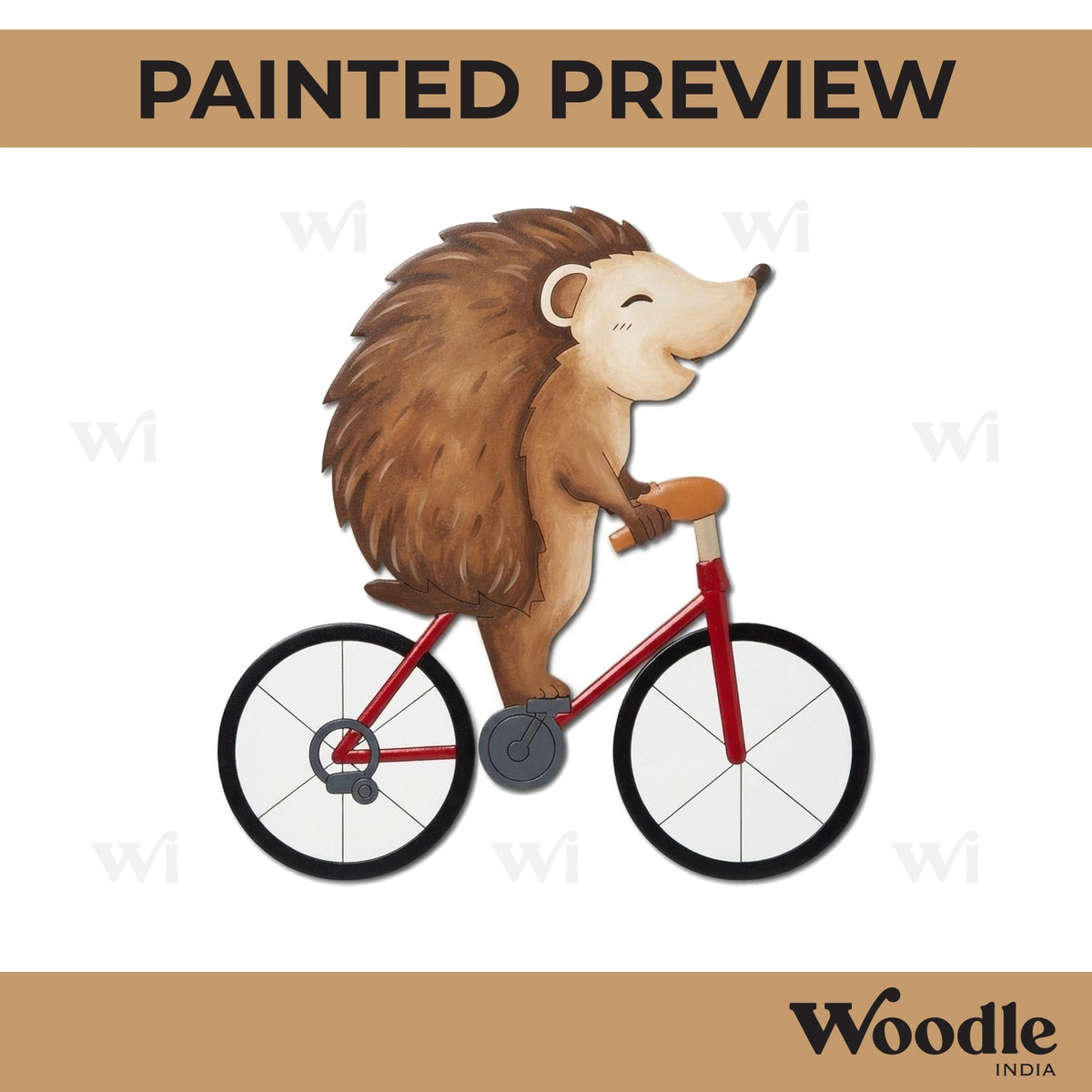 Hedgehog On A Bicycle Pre Marked MDF Design 1