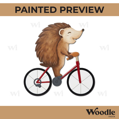 Hedgehog On A Bicycle Pre Marked MDF Design 1