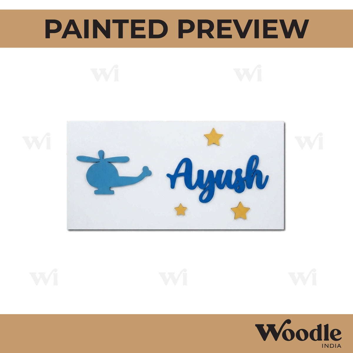 Helicopter Kids Nameplate MDF Design 1