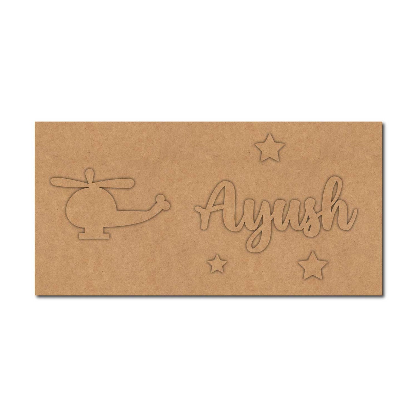 Helicopter Kids Nameplate MDF Design 1