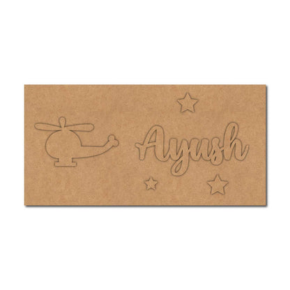 Helicopter Kids Nameplate MDF Design 1