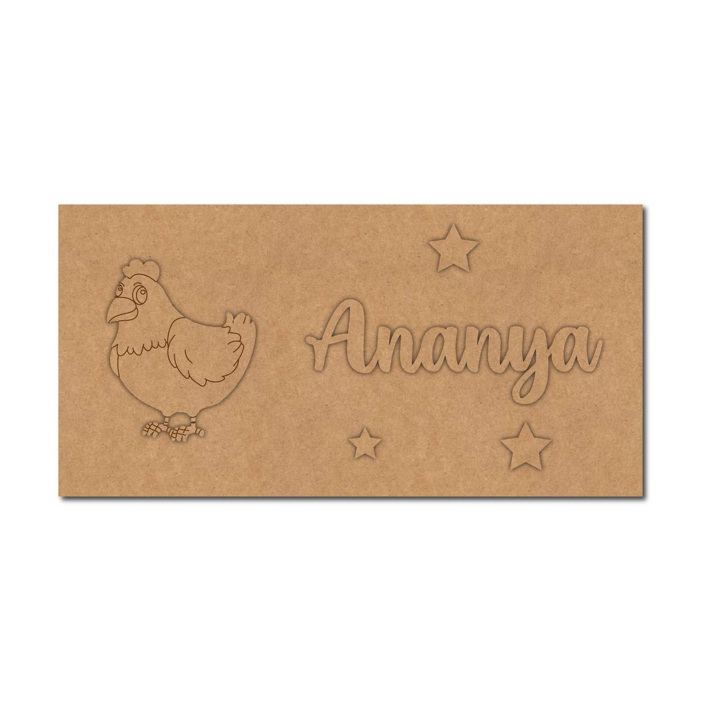 Hen Kids Nameplate MDF Design 1