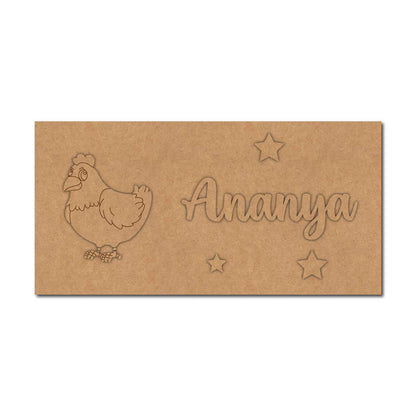 Hen Kids Nameplate MDF Design 1