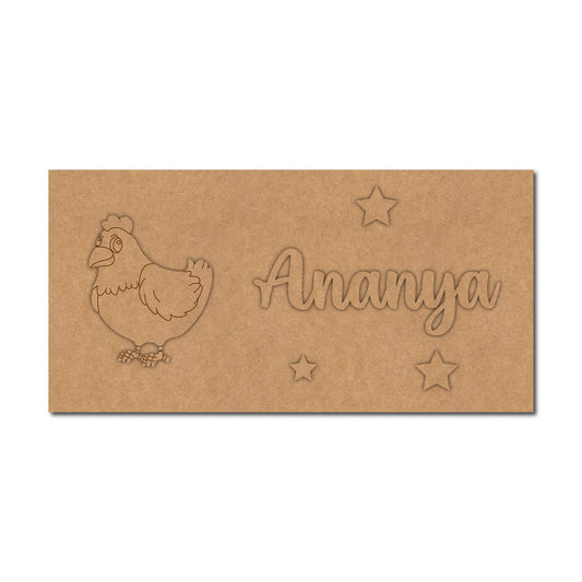 Hen Kids Nameplate MDF Design 1