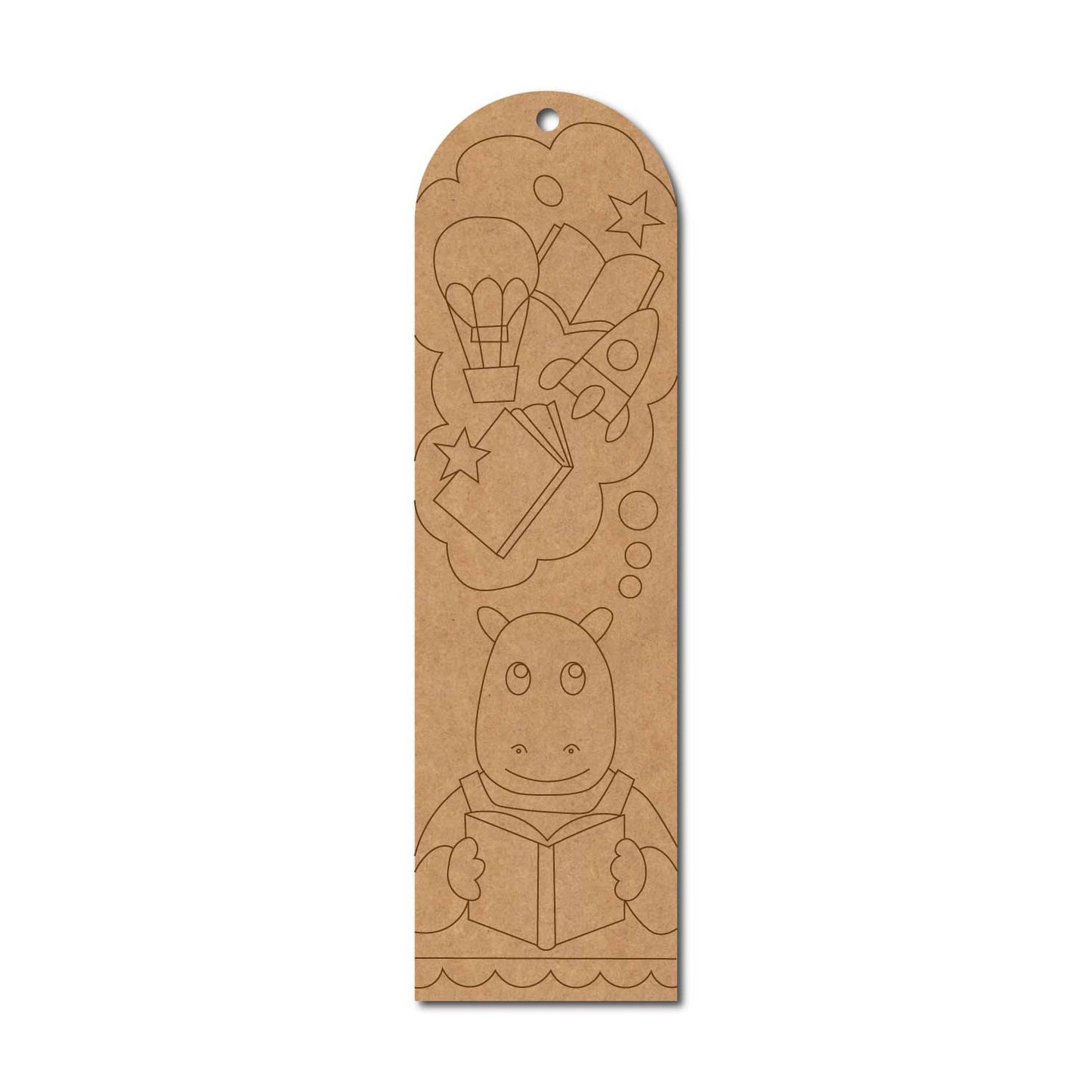 Hippo Kids Bookmark Pre Marked MDF Design 1