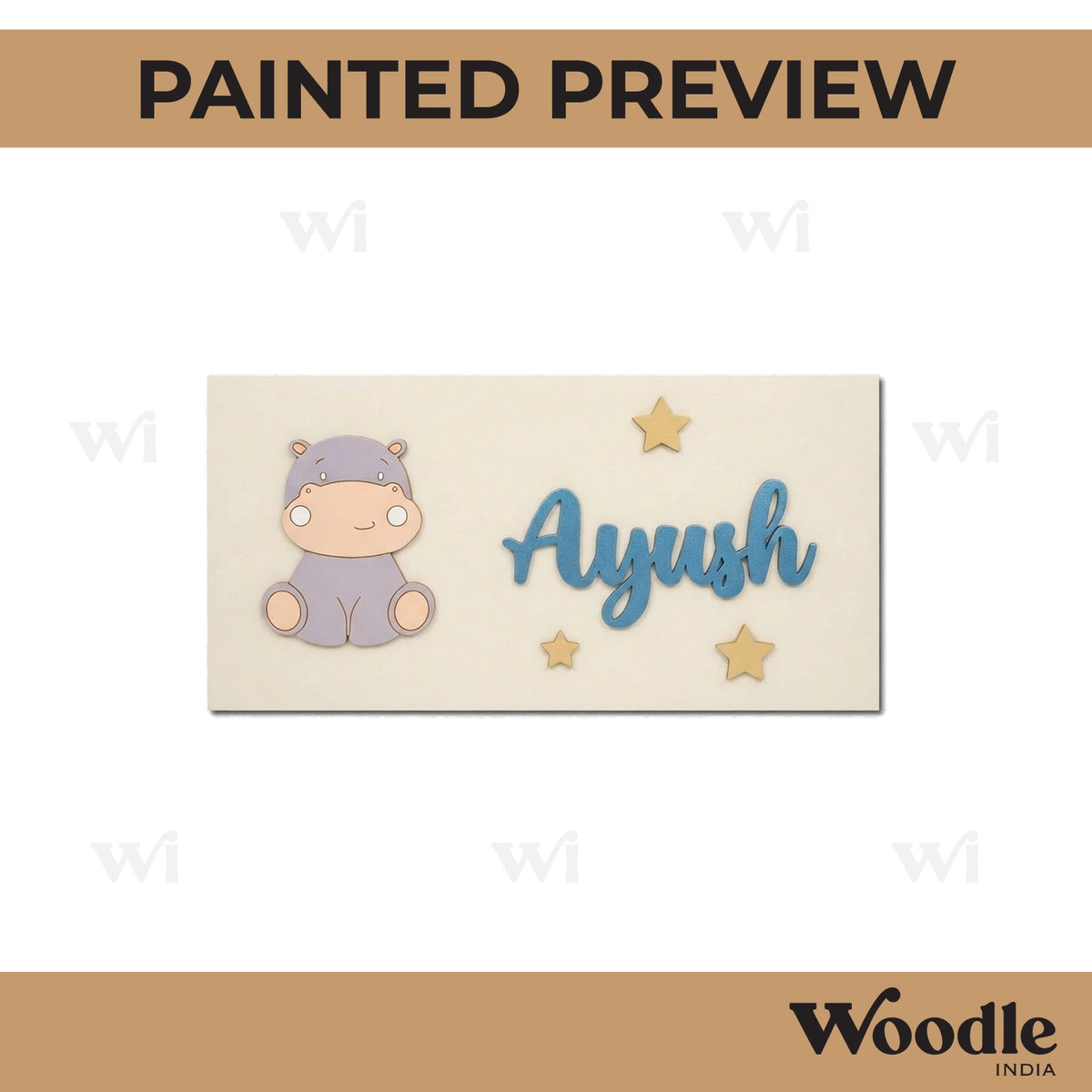 Hippo Kids Nameplate MDF Design 1