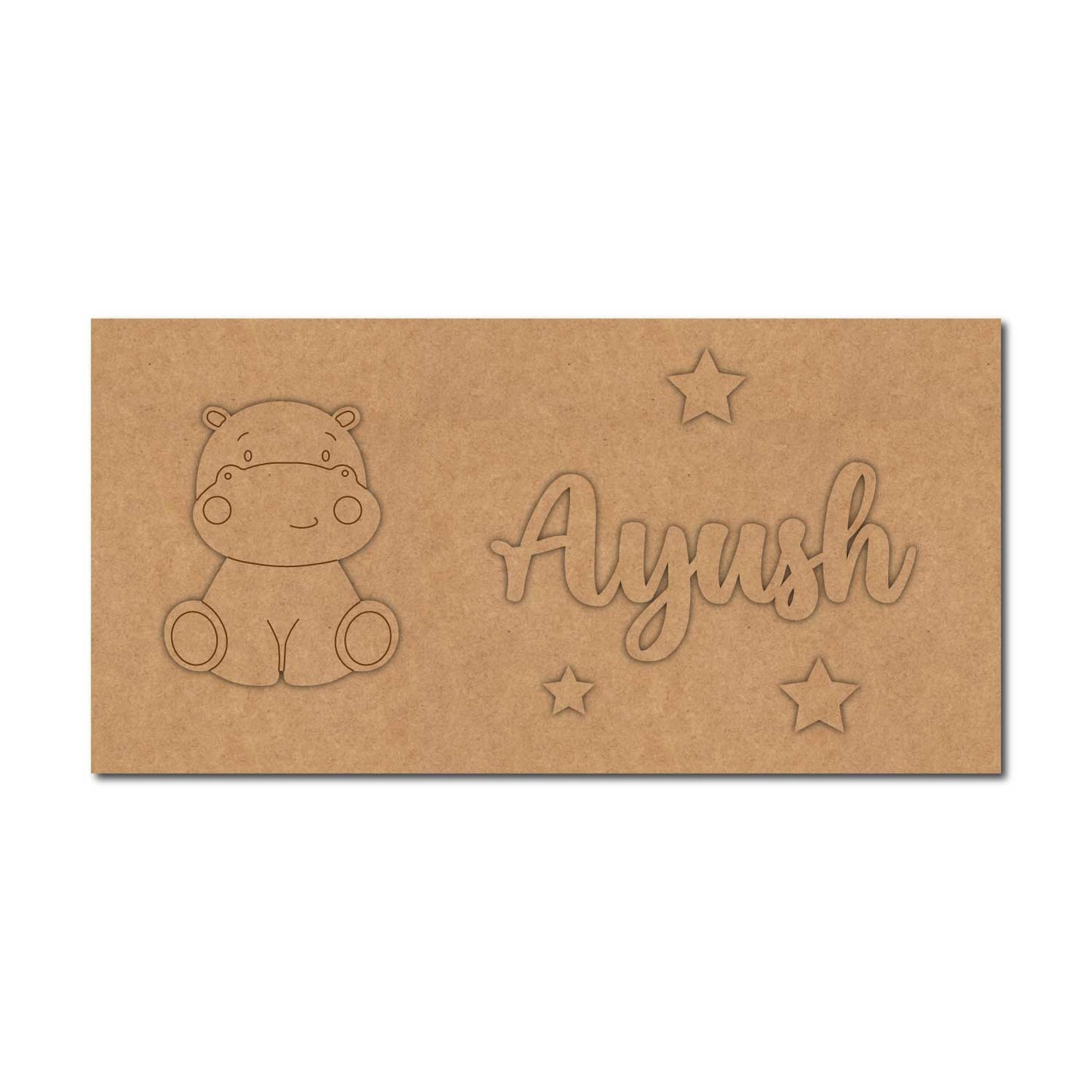 Hippo Kids Nameplate MDF Design 1