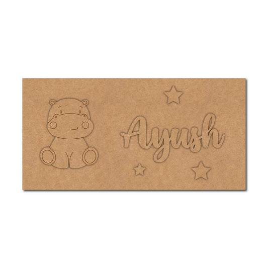 Hippo Kids Nameplate MDF Design 1