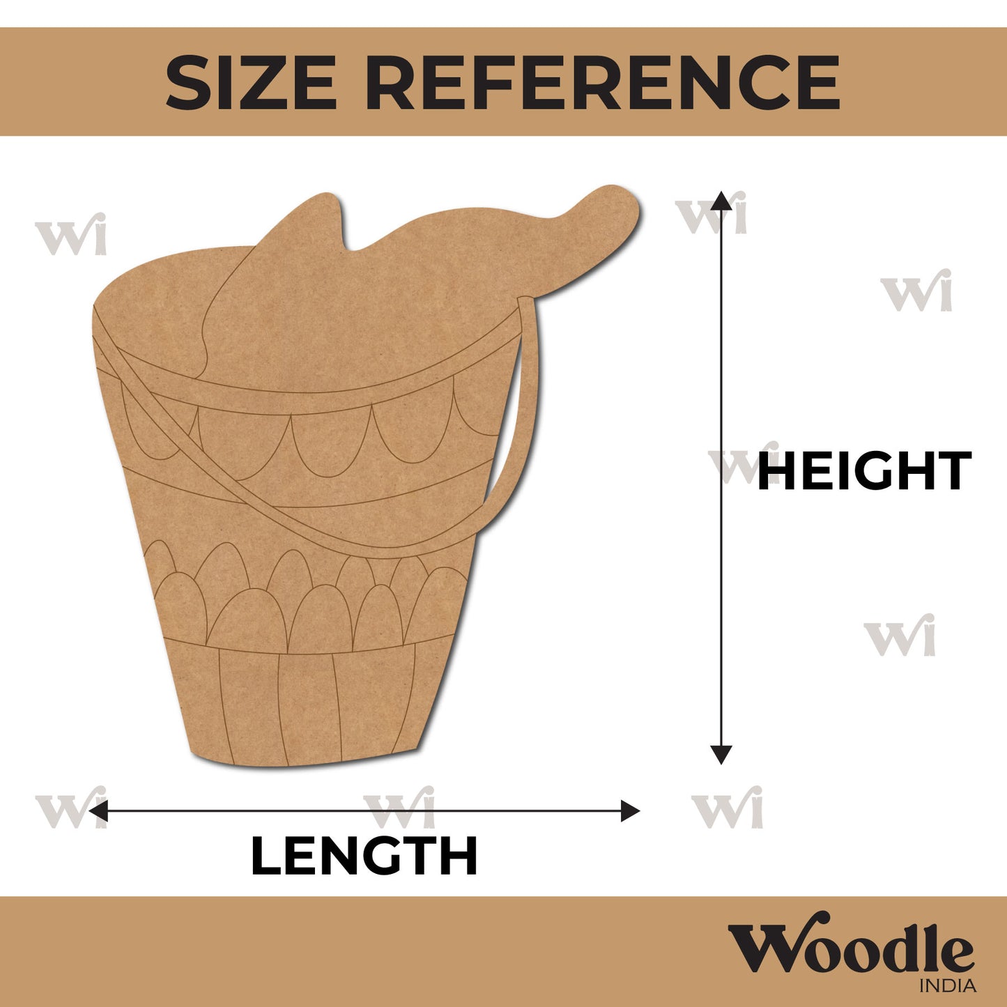 Holi Bucket Pre Marked MDF Design 1