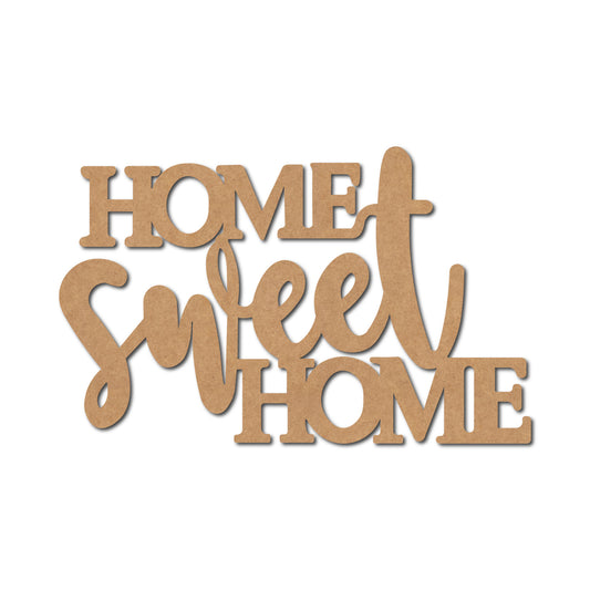 Home Sweet Home Text Cutout MDF Design 1