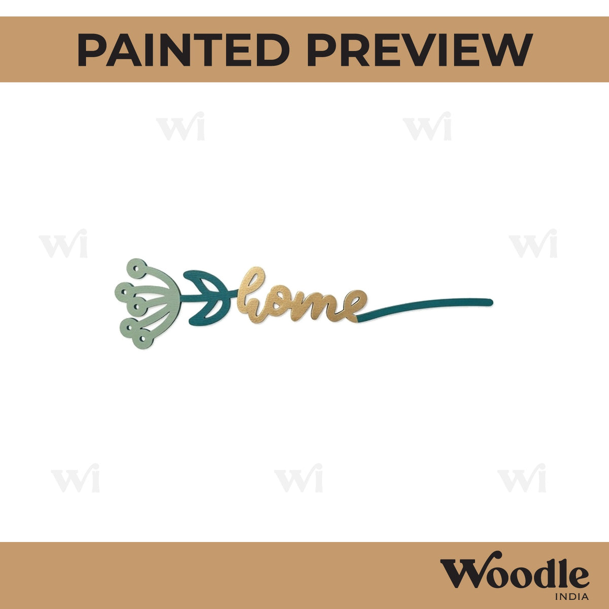 Home Text Flower Cutout MDF Design 1