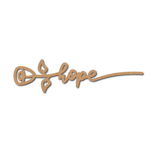 Hope Text Flower Cutout MDF Design 1