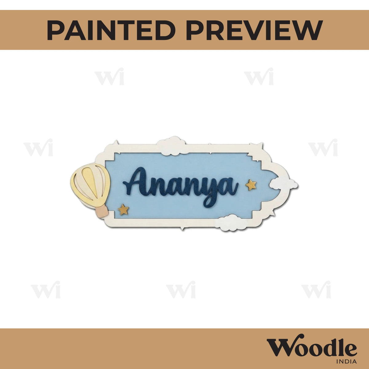 Hot Air Balloon Nameplate MDF Design 1