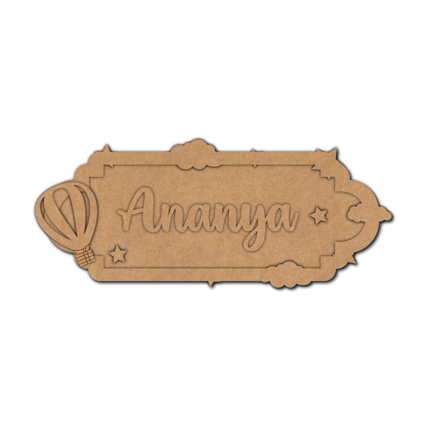 Hot Air Balloon Nameplate MDF Design 1