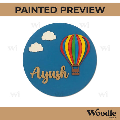 Hot Air Balloon Nameplate MDF Design 2