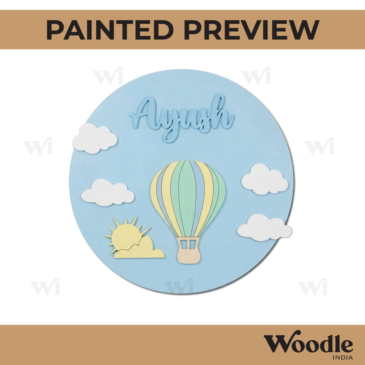 Hot Air Balloon Nameplate MDF Design 3