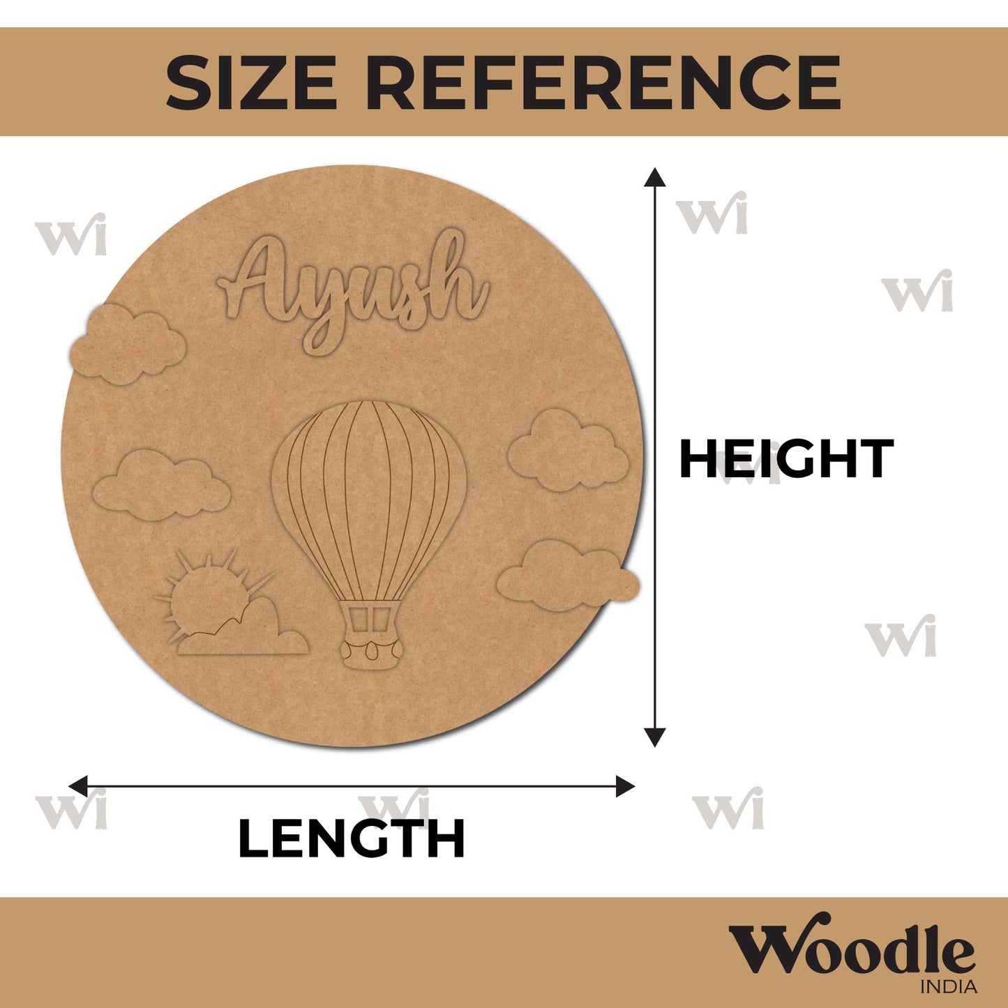 Hot Air Balloon Nameplate MDF Design 3