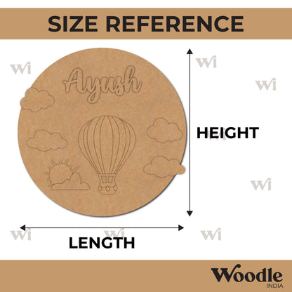 Hot Air Balloon Nameplate MDF Design 3