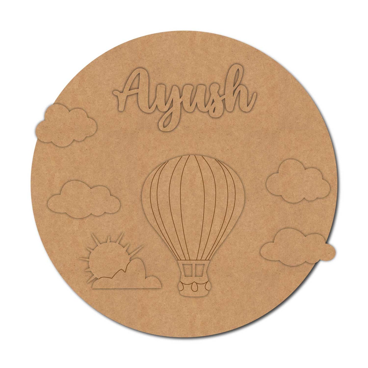 Hot Air Balloon Nameplate MDF Design 3
