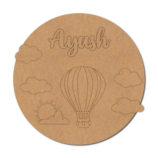 Hot Air Balloon Nameplate MDF Design 3