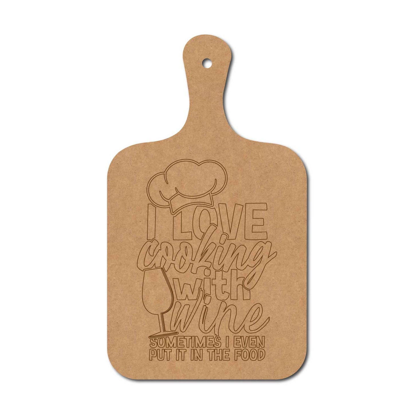 I Love Cooking With Wine Pre Marked Chopping Board MDF Design 1