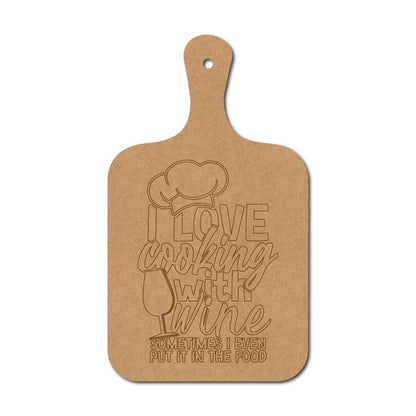 I Love Cooking With Wine Pre Marked Chopping Board MDF Design 1