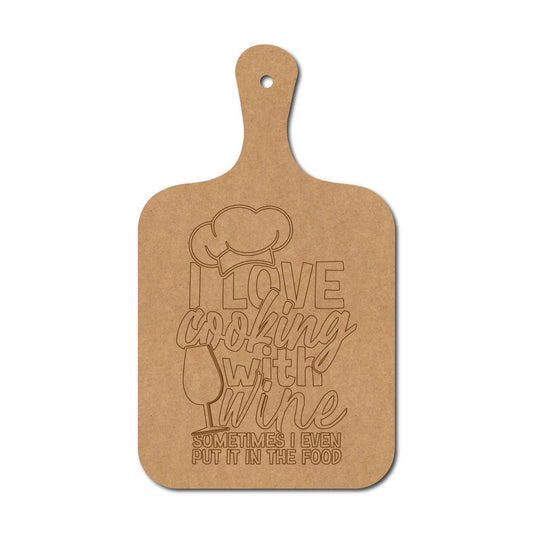I Love Cooking With Wine Pre Marked Chopping Board MDF Design 1