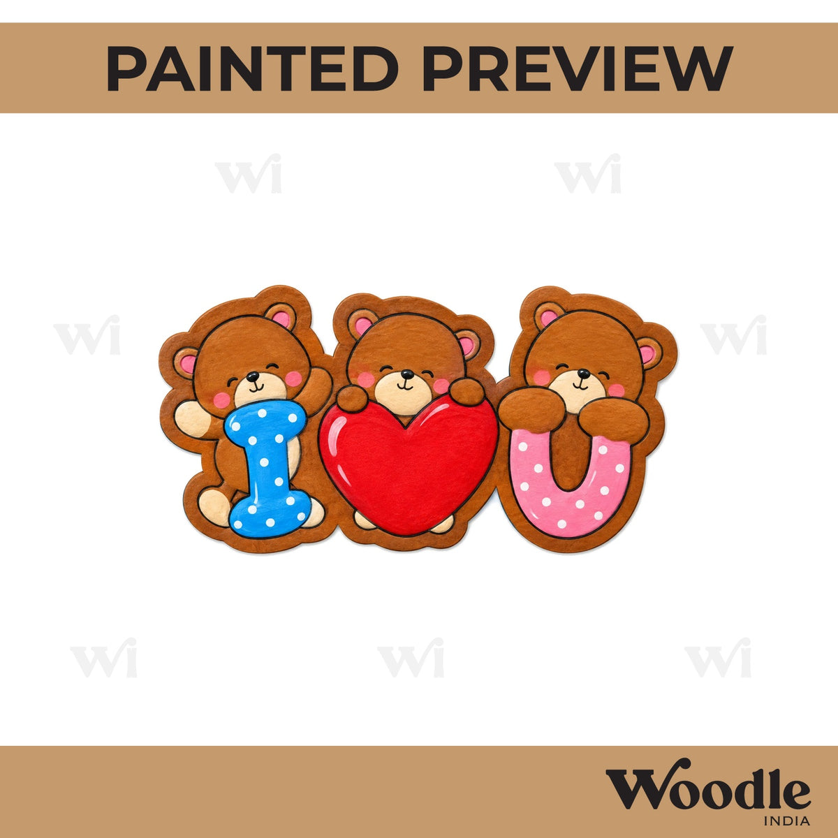 I Love You Teddy Bears Pre Marked MDF Design 1