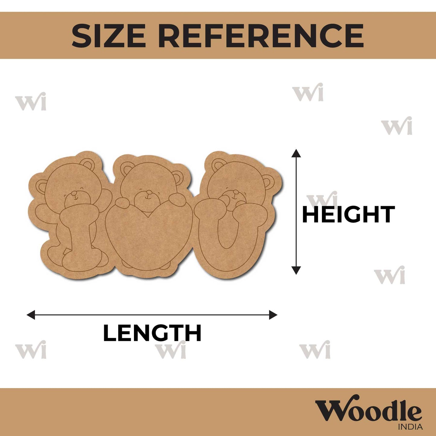 I Love You Teddy Bears Pre Marked MDF Design 1