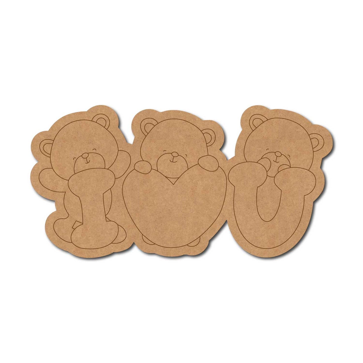 I Love You Teddy Bears Pre Marked MDF Design 1