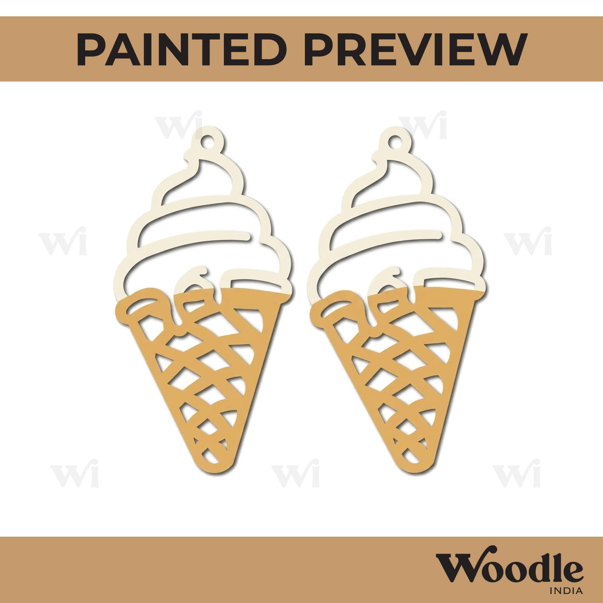 Ice Cream Earrings MDF Design 1
