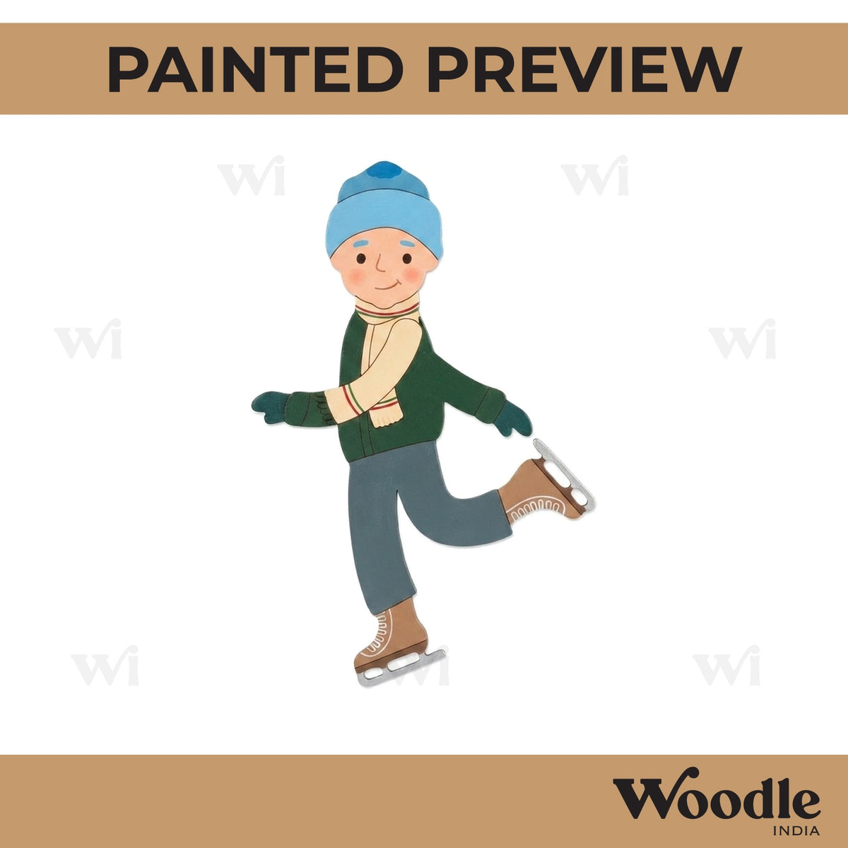 Ice Skating Boy Pre Marked MDF Design 1