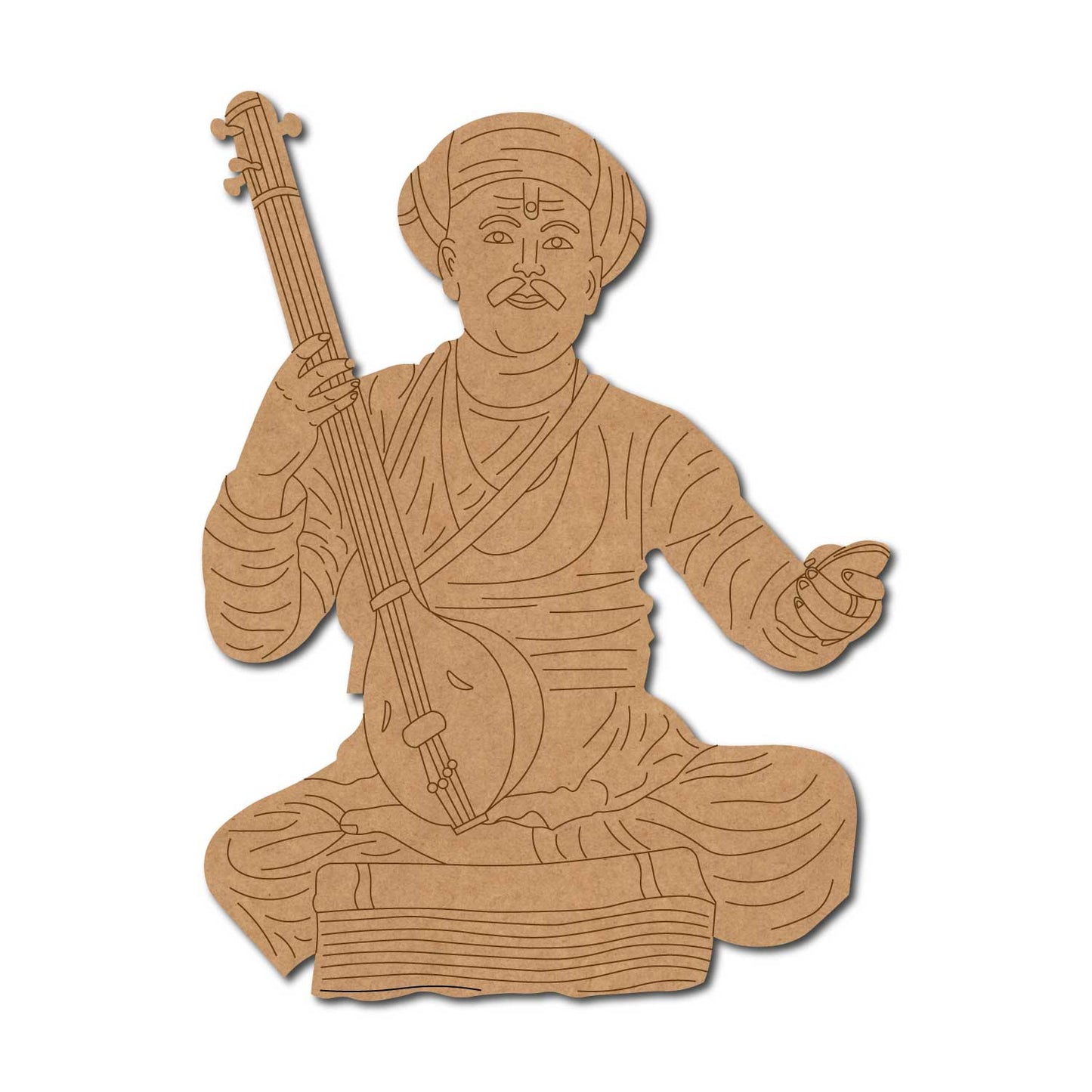 Indian Classical Musician With Tanpura Pre Marked MDF Design 1