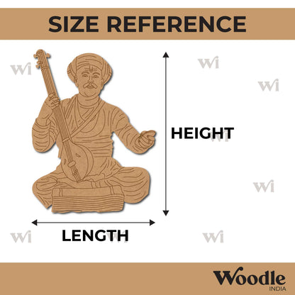 Indian Classical Musician With Tanpura Pre Marked MDF Design 1