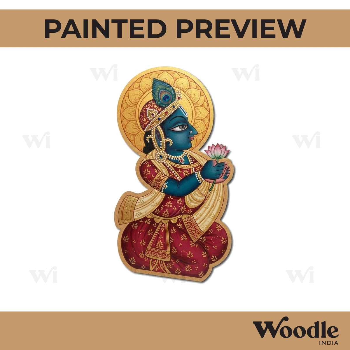 Indian Devotee Phad Art Pre Marked MDF Design 1