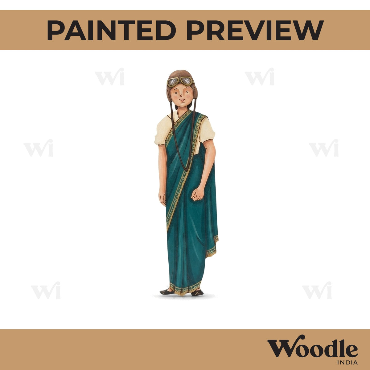Indian Girl Pilot Pre Marked MDF Design 1