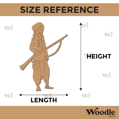 Indian Man With Gun Pre Marked MDF Design 1