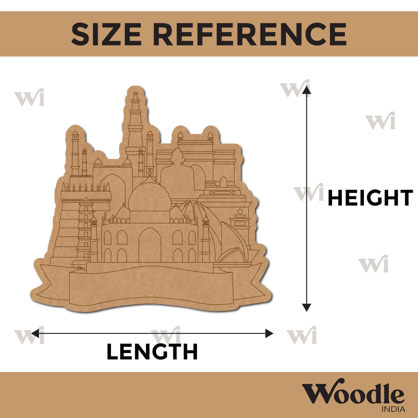 Indian Monuments Pre Marked Base MDF Design 1