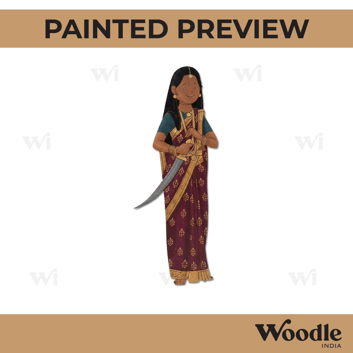 Indian Warrior Queen Pre Marked MDF Design 10