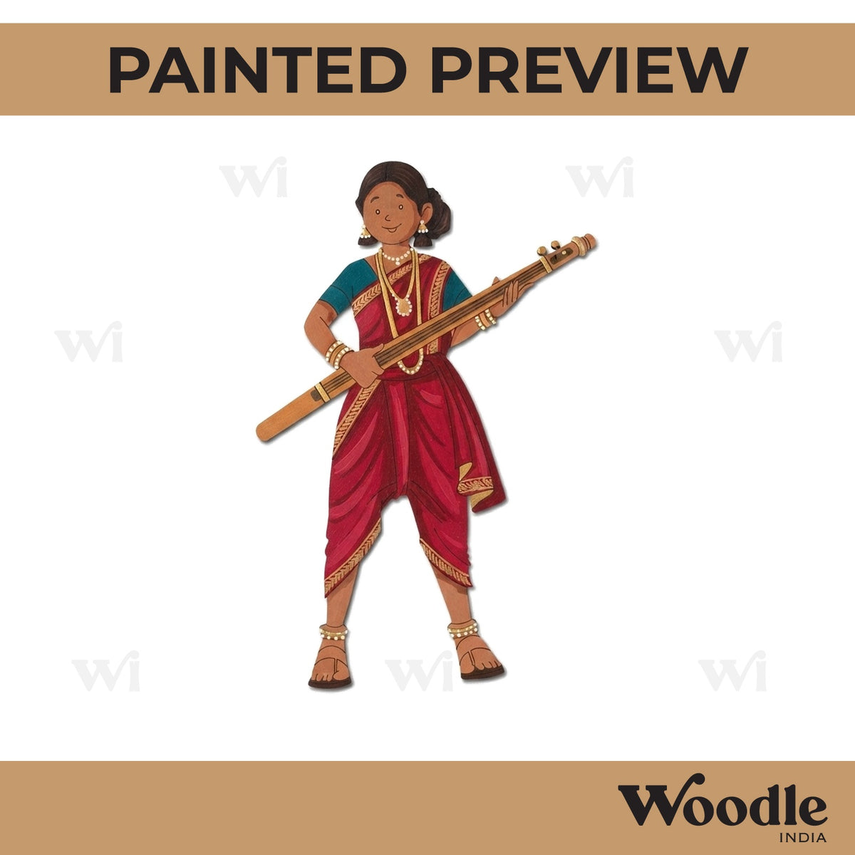 Indian Warrior Woman Pre Marked MDF Design 1