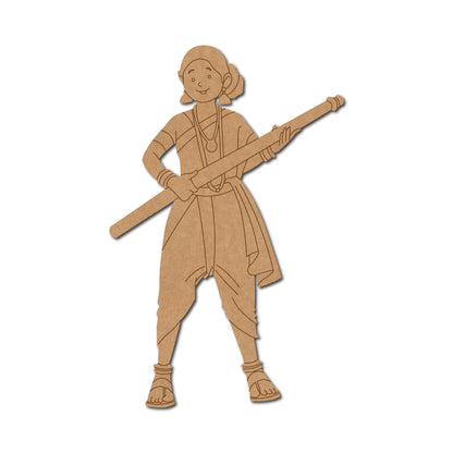 Indian Warrior Woman Pre Marked MDF Design 1