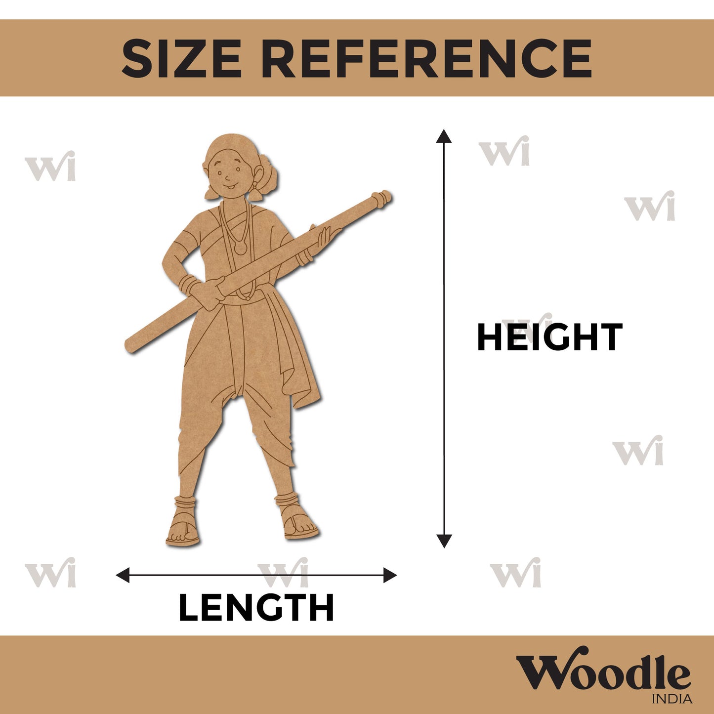 Indian Warrior Woman Pre Marked MDF Design 1