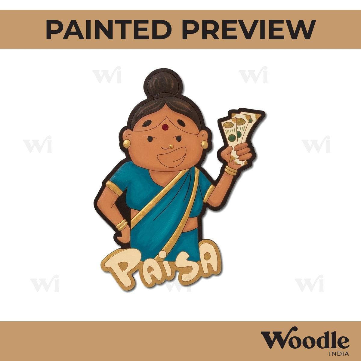 Indian Woman Paise Pre Marked MDF Design 1