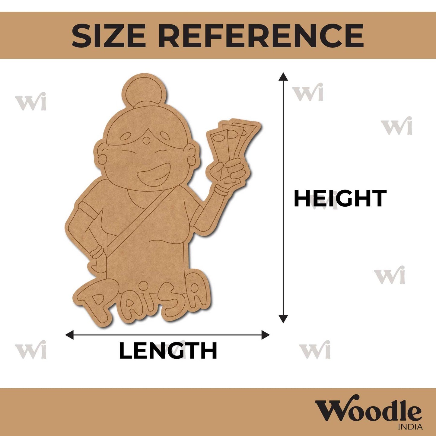 Indian Woman Paise Pre Marked MDF Design 1