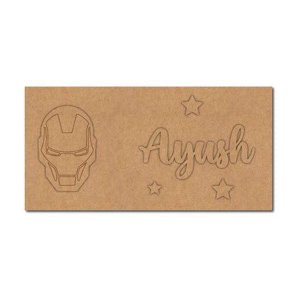 Iron Man Kids Nameplate MDF Design 1