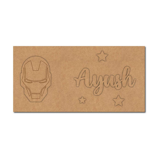 Iron Man Kids Nameplate MDF Design 1