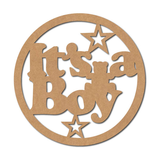 It's A Boy Round Cutout MDF Design 1